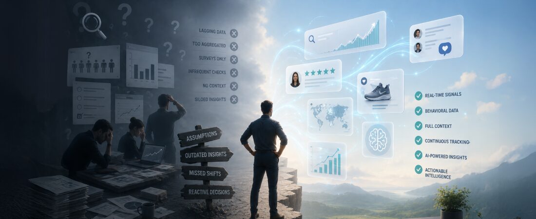 Transition from outdated brand tracking methods to real-time AI-powered consumer intelligence.